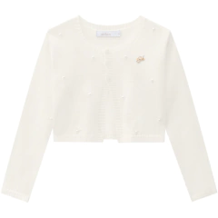 Bolero Tricot Menina Off White c/ Pérolas (tam 1-3) Milon