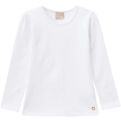 Blusa Infantil Menina Cotton 4 Branca c/ Medalhinha (tam 4-10) Milon