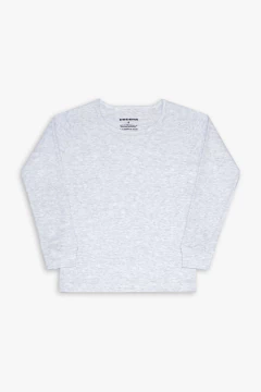 Camiseta Básica Canelada 4/8 Cinza Mescla Dedeka