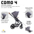 Como 4 Linha Diamond (Carrinho + Moisés + Bebê Conforto Risus + Bolsa + Adaptador) ABC Design  - Variedade para Gestante e Bebê | Qualidade | A Pílula Falhou