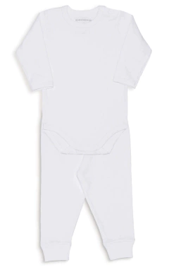 Conjunto de Body Primeiros Passos Canelado Branco (tam 1-3) Dedeka