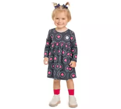 Vestido Em Malha Menina M/G Cinza Chumbo Kyly