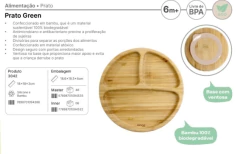 Prato de Bambu com divisória e ventosa Clingo