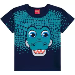 Camiseta Menino 1/3 Azul Marinho Com Estampa De Jacaré Kyly