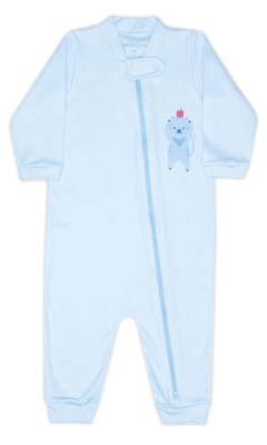 Macacão com zíper bebê (RN/P) tigrinho azul Dedeka