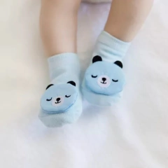  Meia Antiderrapante com Chocalho Urso Buba