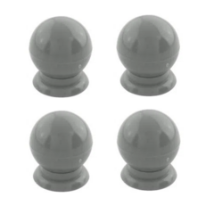 Kit com 4 Puxadores Para Gaveta Cômoda Armário Guarda Roupa Formato de Bolinha Plástico Cinza