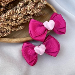 Par Laços Rosa Escuro e Coração Rosa Bebê