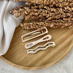 Trio de hair Clips Bege - comprar online