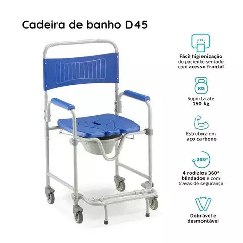 CADEIRA DE BANHO D45 150KG - DELLAMED
