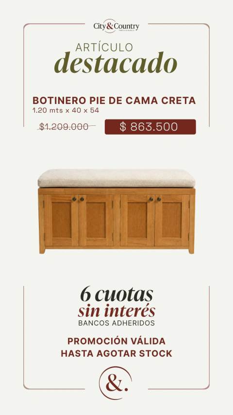 DESTACADO Botinero Pie de Cama Creta