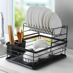 Escurridor Secaplatos Acero 2 Pisos Grande Con Bandeja - comprar online