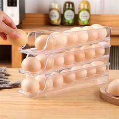 Set Huevera Organizador Huevos Apilable X3 Bandejas Acrilico