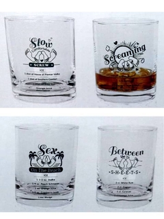 Set X 4 Vasos Vidrio Decorados Tragos en internet