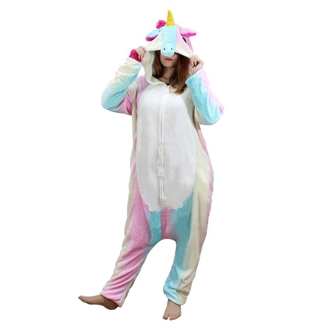 Pijama Macacão Kigurumi Unicórnio Colorido Kigurumi Inverno