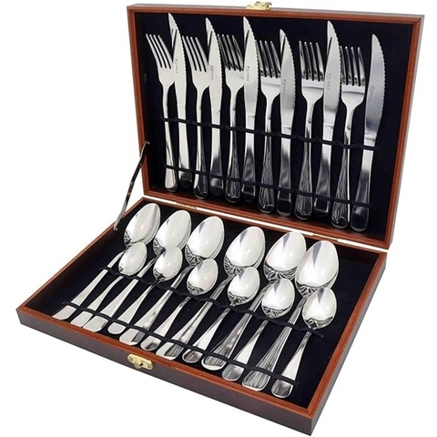 Faqueiro inox 24 peças com maleta - Casita