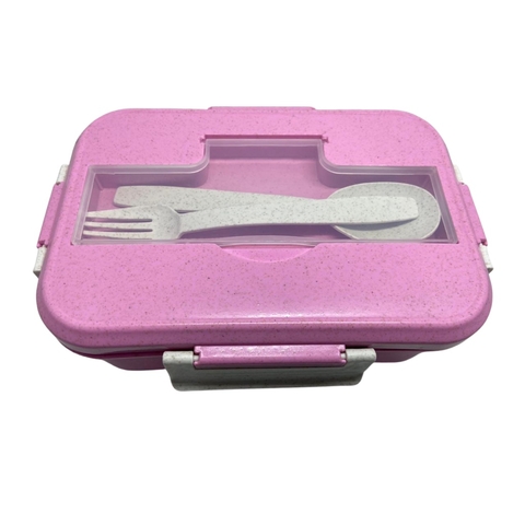 Marmita pote plástico com colher e garfo - Amigold