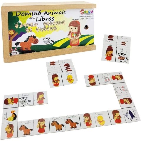 Dominó de Animais em Libras - Carlu Brinquedos