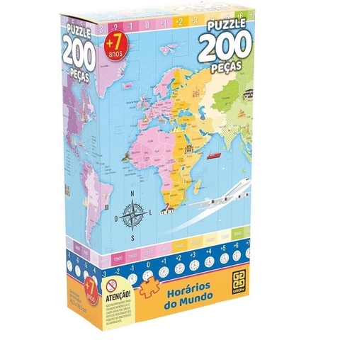 Puzzle 200 peças - Horários do Mundo - Grow