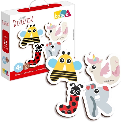 Jogo Alfabeto Divertido Ilustrado e Recortado em Madeira - BaBeBi