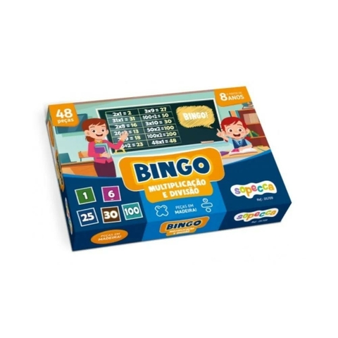 Bingo Multiplicação e Divisão em Madeira - Sopecca