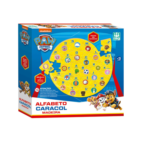 Patrulha Canina - Alfabeto Caracol em Madeira - Nig Brinquedos
