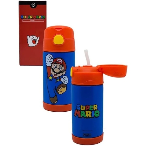 Garrafa infantil click com canudo Super Mario 300ml - Zona Criativa