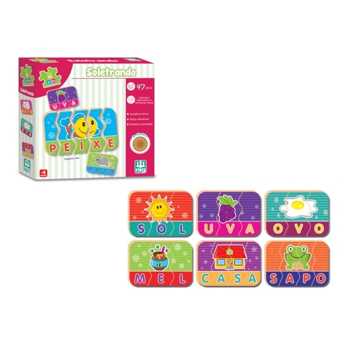 Jogo Soletrando 47 peças em Madeira - Nig Brinquedos