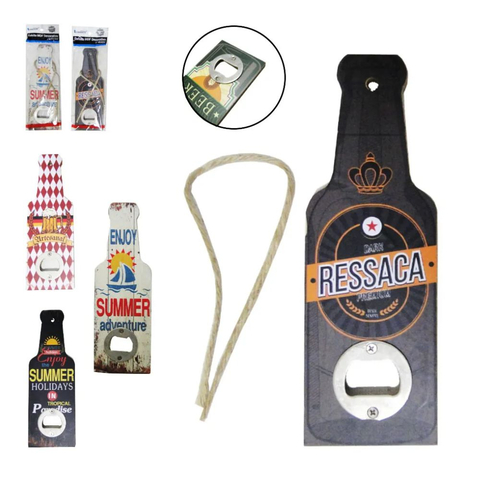 Abridor de Garrafa Cerveja Personalizado Em Madeira e Metal - Sortidos