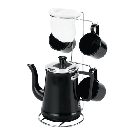 Jogo Bule 500ml com 4 canecas e suporte - Redar Alumínios