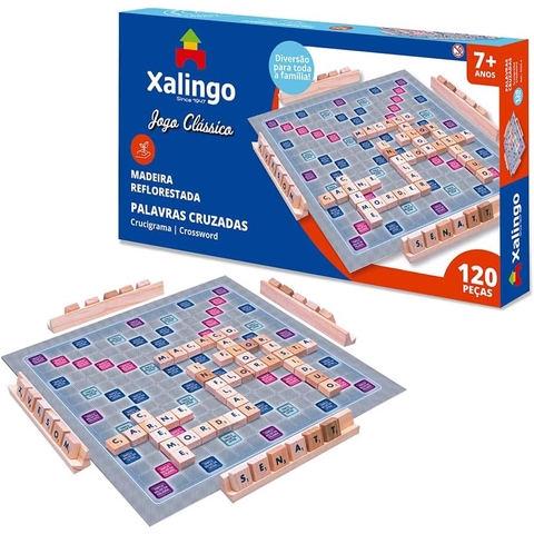 Jogo Palavras Cruzadas - 120 Peças em Madeira - Xalingo