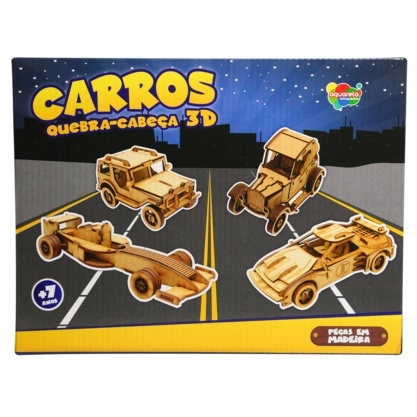 Quebra Cabeça 3D Carros em Madeira - Jipe