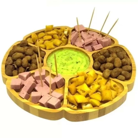 Bandeja com divisórias de bambu 19x19x1,5cm - Amigold
