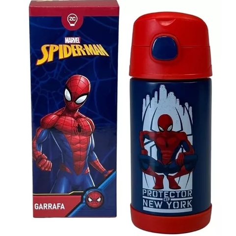 Garrafa infantil click com canudo Marvel homem aranha 300ml Zona Criativa