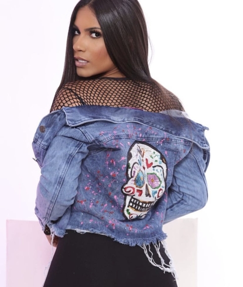 jaqueta jeans caveira