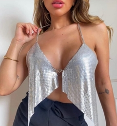 Cropped metálico com bojo