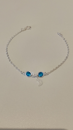 Pulseira Meia Lua Zircônia Azul 21212 Prata 925 - comprar online