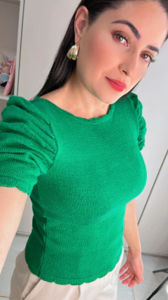 Blusa manga Bufante com ondas Modal na internet