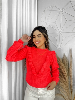 Blusa manga longa babado