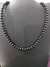 Cadena perla negras (acero blanco, Largo 50cm)