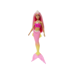 Muñeca Barbie Sirena Pelo rosa corona blanca - mattel