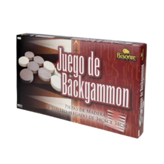 Backgammon Fichas De Madera Tablero 34x34cm Bisonte