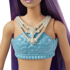 Imagen de Muñeca Barbie Sirena Pelo lila con corona rosa - mattel