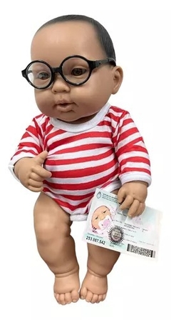 muñeco con anteojos bebé real - casita de muñecas - comprar online