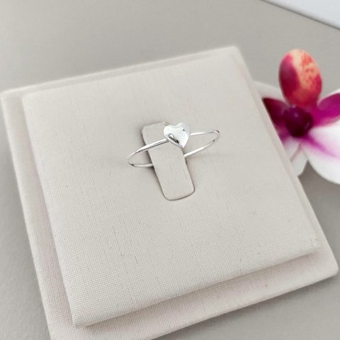 Anel Solitário Coração Prata 925