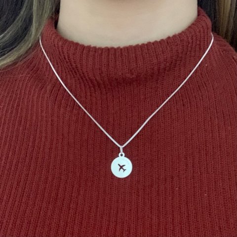 Colar Avião “wanderlust” 45cm Prata 925