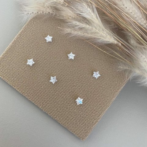 BRINCO TRIO ESTRELA 3,4,5MM PONTO DE LUZ PRATA 925