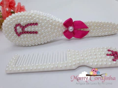 Pente + escova Branco com R pink na internet