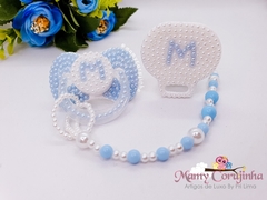Chupeta + prendedor luxo Azul M