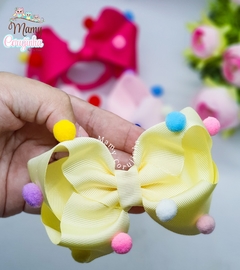 Laço Boutique pompom - Mamy Corujinha